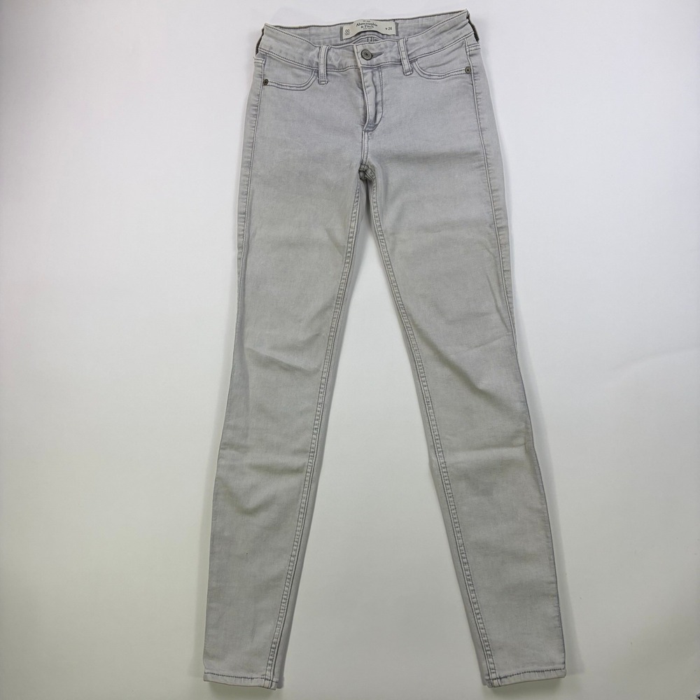 Abercrombie & Fitch Super Skinny Jeans Womens 00 W24 Light Grey Stretch Low Rise